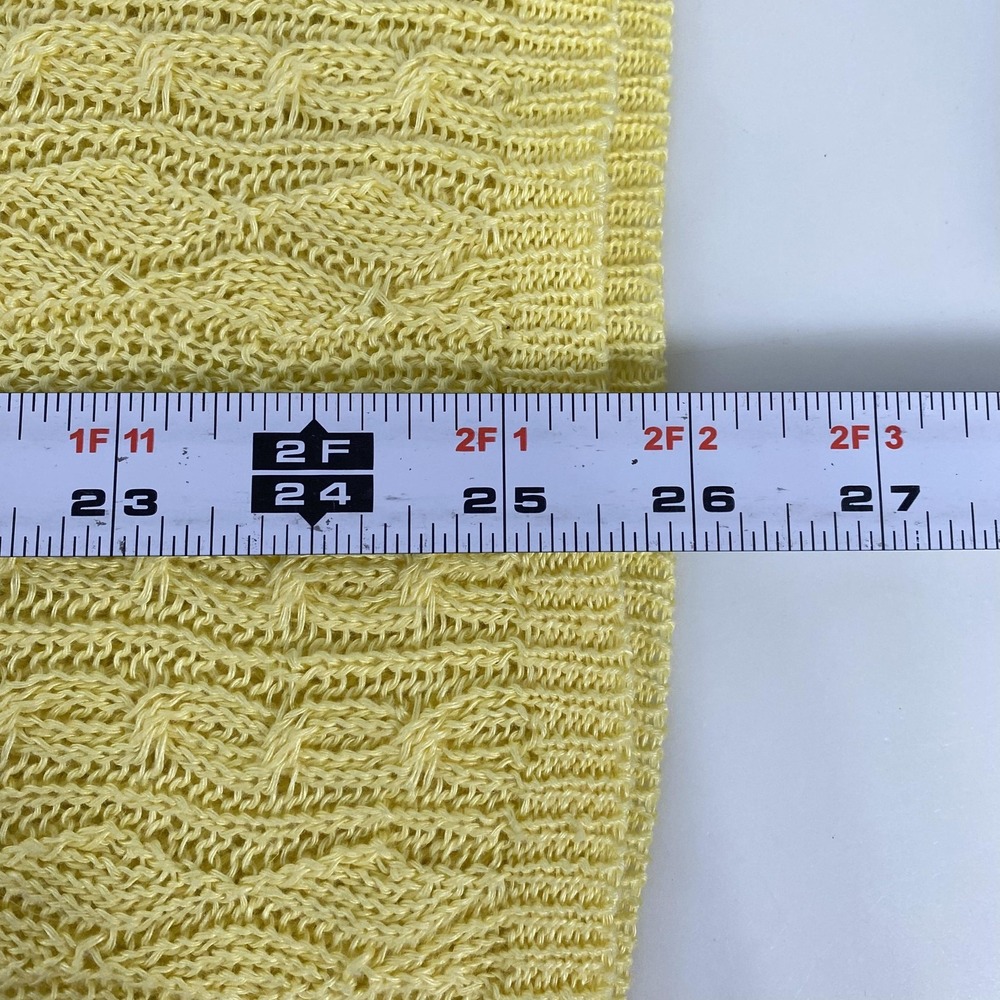 Lauren Ralph Lauren Sweater Womens Medium Yellow Cable Knit Linen 3/4 Sleeve - Picture 7 of 10